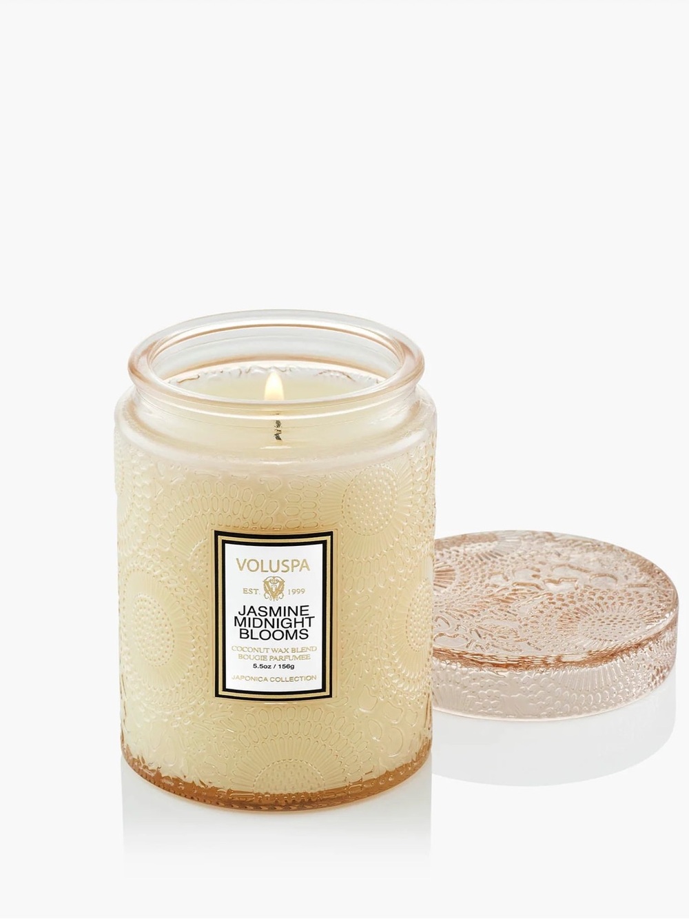 Voluspa Jasmine Midnight Blooms Candle - Cream Glass Jar - Picture 2 of 3